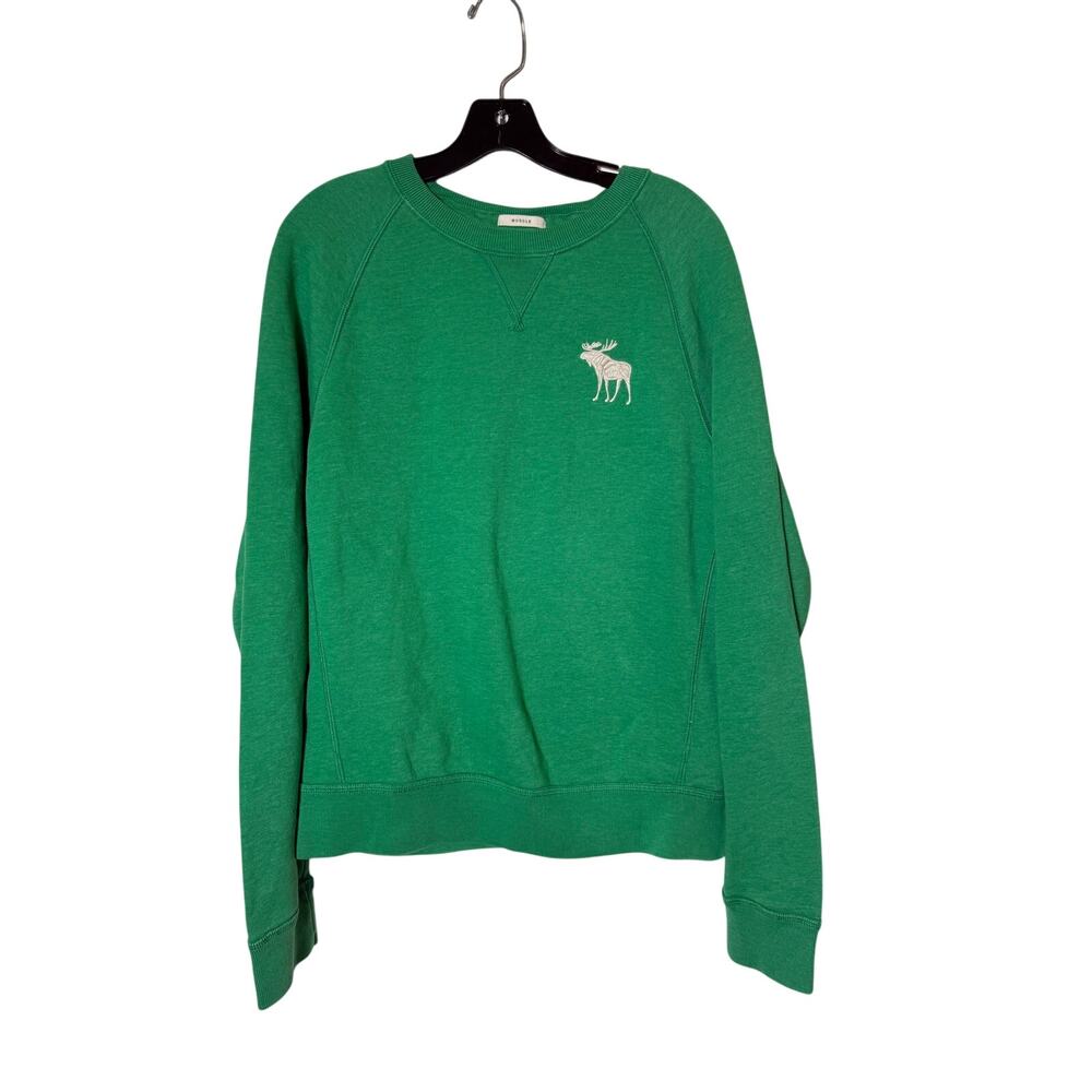 Vtg Y2K Abercrombie & Fitch XL Muscle Fit Kelly Green Sweat Shirt Moose Logo